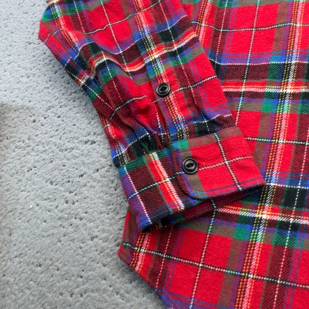 Polo Ralph Lauren Shirt Mens Medium Red Plaid Flannel Heavyweight Button Up